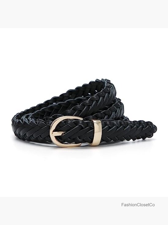 Thin Braided Belt for Women - Faux Leather Skinny Waist Belt for Jeans & Dresses main image 4